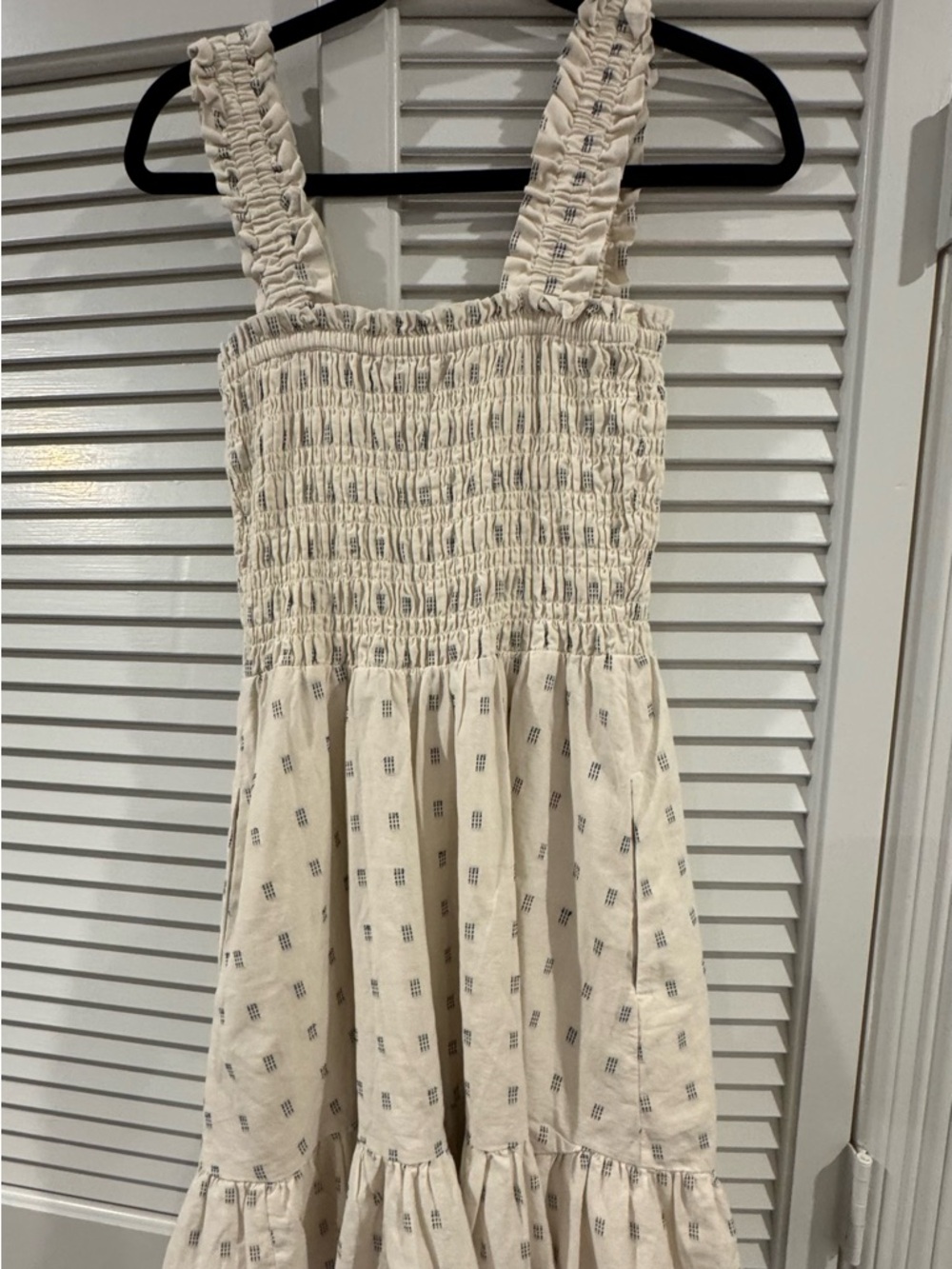 Madewell Cream Smocked Dress with Mini Print - Picture 6 of 7